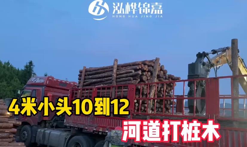 4米小頭10-12cm河道<a href=http://www.slayinrecords.com/ target=_blank class=infotextkey>打樁木</a>裝車(chē)發(fā)貨視頻